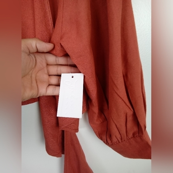 Helen Owen Rust Linen Blend Cropped Top | XS - Picture 6 of 7